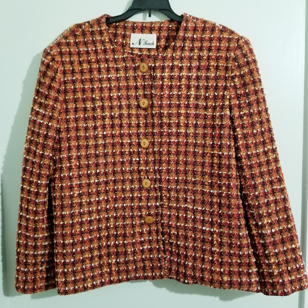 Vintage Tweed Retro Blazer Size 18